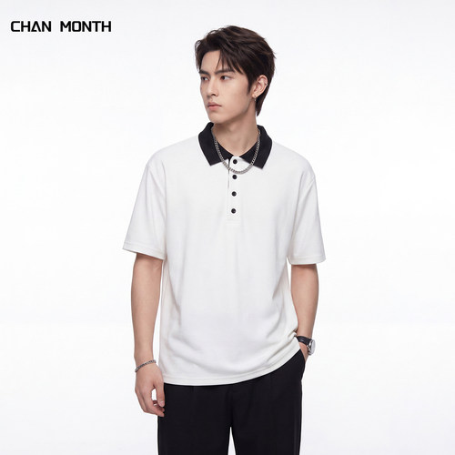 CHANMONTH撞色翻领POLO衫短袖