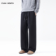MONTH美式 黑色垂感宽松直筒卫裤 男款 CHAN 秋冬加绒休闲抽绳长裤 子