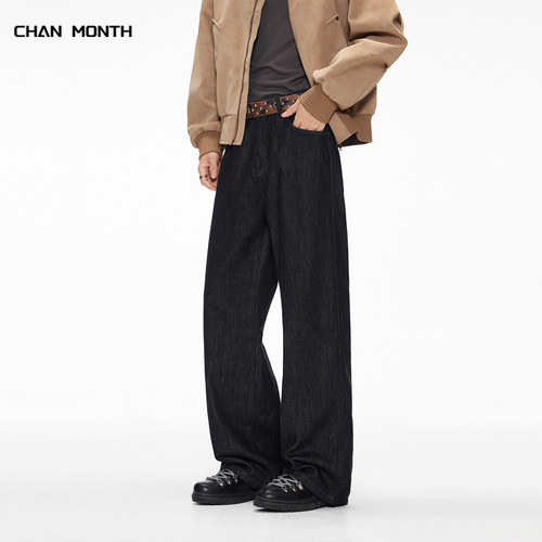 CHANMONTH美式复古丹宁黑牛仔裤