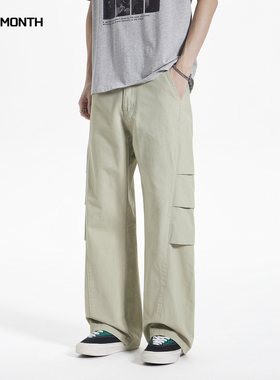 CHAN MONTH美式工装休闲裤男款春夏宽松阔腿百搭A字直筒长裤子