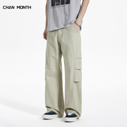 CHAN MONTH美式工装休闲裤男款春夏宽松阔腿百搭A字直筒长裤子