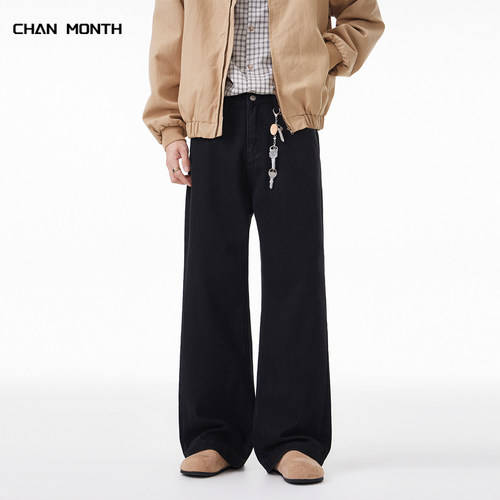CHANMONTH美式复古黑色牛仔裤男