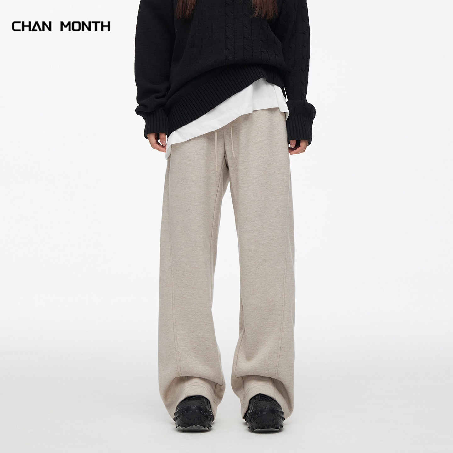 CHAN MOTNH秋冬醋酯羊毛休闲裤男女美式潮牌宽松直筒加厚阔腿长裤,男装,休闲裤,淘宝优惠券,粉丝福利购,淘宝优惠卷