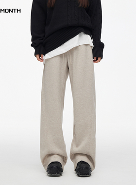 CHAN MOTNH秋冬醋酯羊毛休闲裤男女美式潮牌宽松直筒加厚阔腿长裤