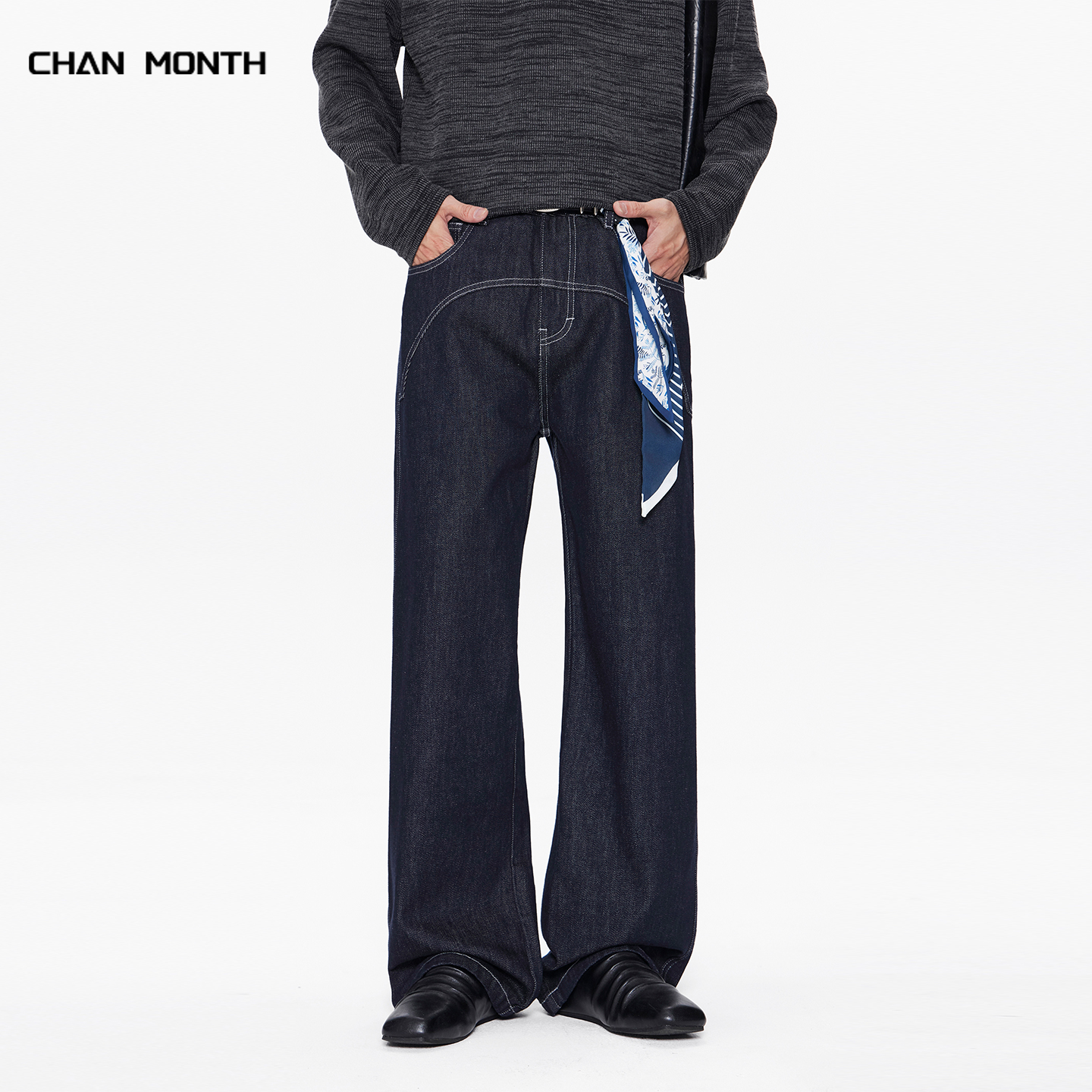 CHANMONTH美式复古原色牛仔裤