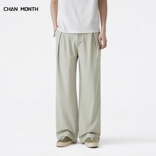 CHAN MONTH美式春季休闲西装裤男宽松百搭垂感A字裤通勤简约长裤