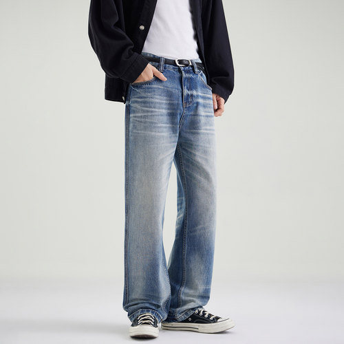 CHANMONTH美式复古水洗牛仔裤男