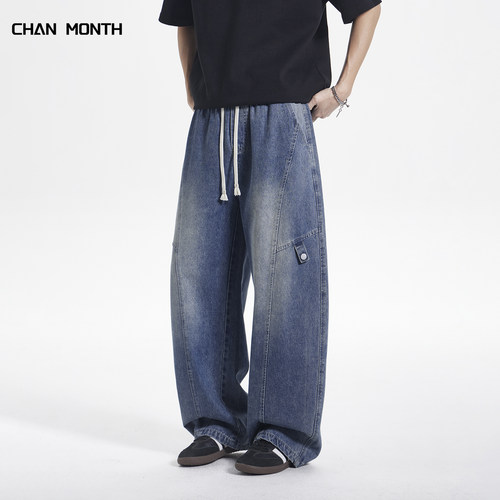 CHANMONTH夏季新款弯刀牛仔裤男