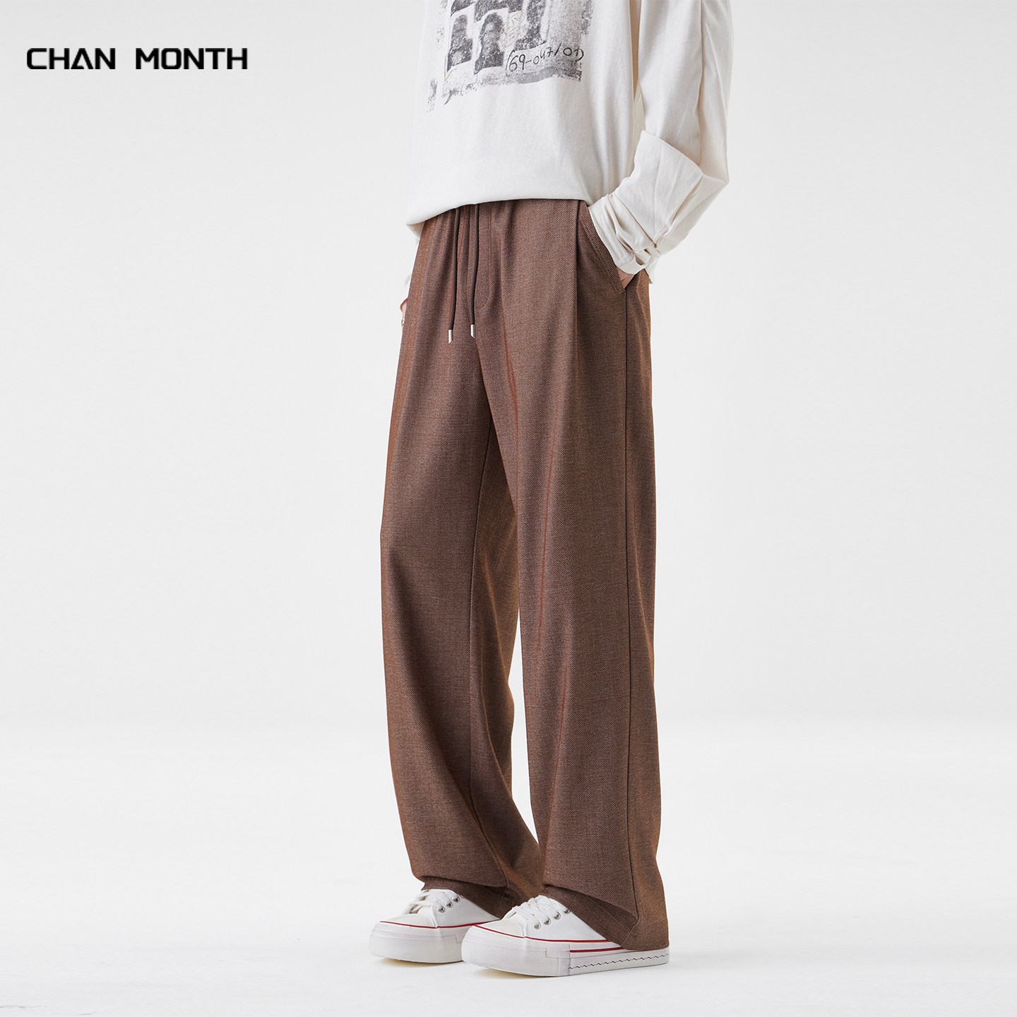 CHAN MONTH仿牛仔休闲西裤男秋季新款宽松直筒宽松百搭阔腿长裤,男装,休闲裤,淘宝优惠券,粉丝福利购,淘宝优惠卷