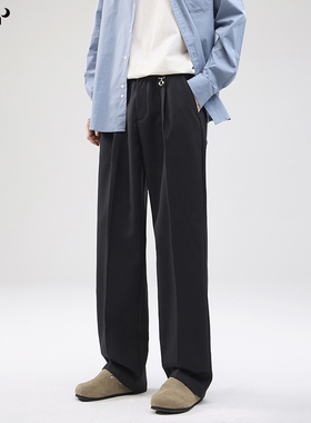 CHAN MONTH秋季新款日系休闲裤男黑色潮流直筒宽松垂感高级西装裤
