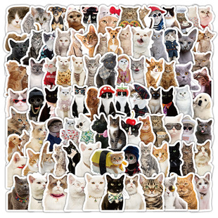 103张写实萌宠小猫咪个性创意贴画笔记本电脑手机旅行箱吉它贴纸