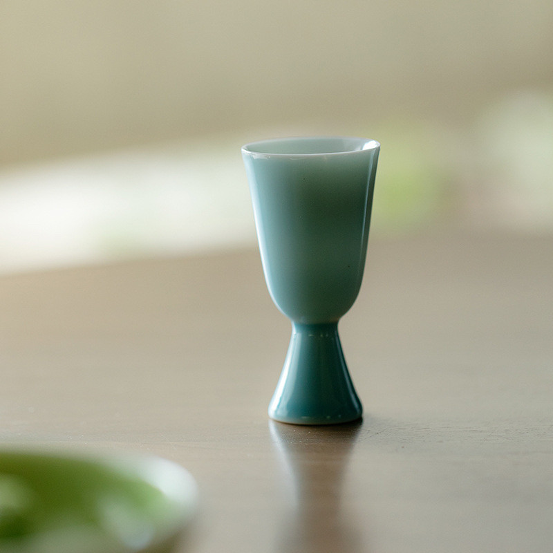 原矿单色釉手工高足茶杯功夫茶具品茗杯玉瓷单杯子闻香杯酒杯