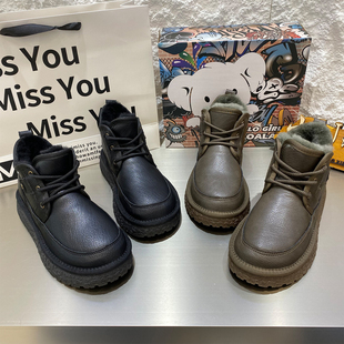 考拉新款加绒短靴男款时尚百搭保暖舒适系带设计轻松打造潮酷造型