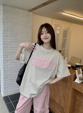 TC STORE GBOT DAT潮牌美式复古皮标贴布绣潮宽松情侣圆领短袖T恤