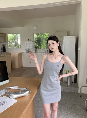 TC STORE TAKE CHANCES纯色针织吊带裙女夏季修身打底包臀连衣裙