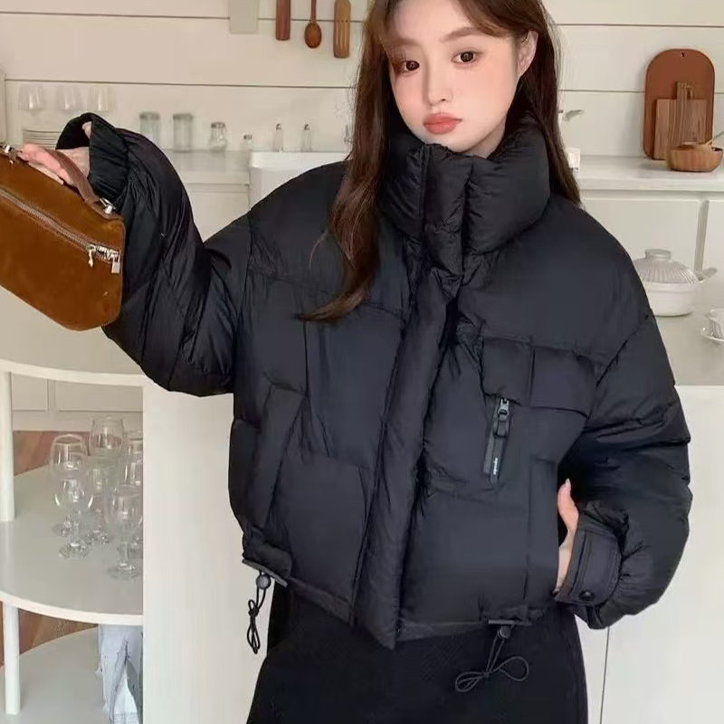 黑色羽绒服2025冬季新款立领白鸭羽绒服拉链气质短款粉色外套女