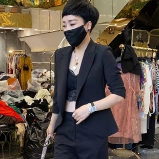 欧洲站欧货2025春款新款韩版御姐范知性港风显瘦燕尾西服修身外套