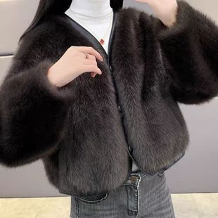 水貂绒短外套女小个子2025秋冬新款 洋气小香风皮草上衣 高级感时尚