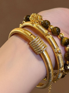 如愿◆古典新中式手镯布契拉丝雕工金色古法手环手链新中式高级感