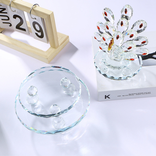 水晶玻璃底座盘饰品珠宝展示首饰托盘底托石头矿标手办酒底座支架