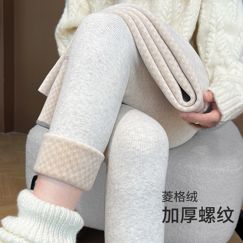 高腰加厚棉毛裤秋冬女外穿加绒保暖哑光修身小个子高弹大码打底裤