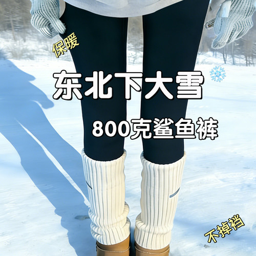 加绒加厚鲨鱼裤女外穿2026新款秋冬季东北紧身打底瑜伽裤保暖棉裤