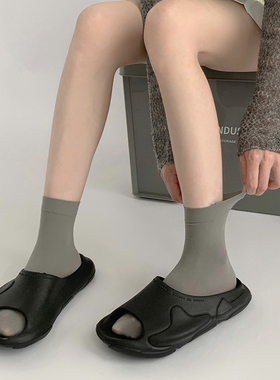 天鹅绒短袜薄款女袜夏季灰色冰丝袜白色袜子女jk短筒袜中筒堆堆袜