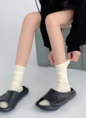 天鹅绒冰冰袜子女夏白色中筒袜堆堆袜女夏季薄款冰丝长袜jk小腿袜