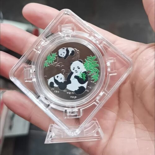 爆款小红书同款亚克力可旋转摇摇乐圆形旋转立牌银币银元旋转盒