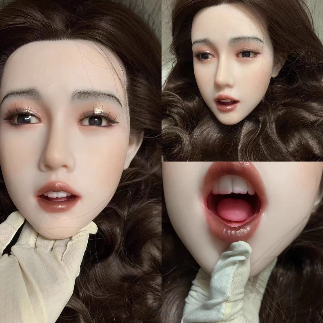 新款实体软硅胶头可口带舌头牙齿仿真口腔彼优全新硅胶头雕可植发