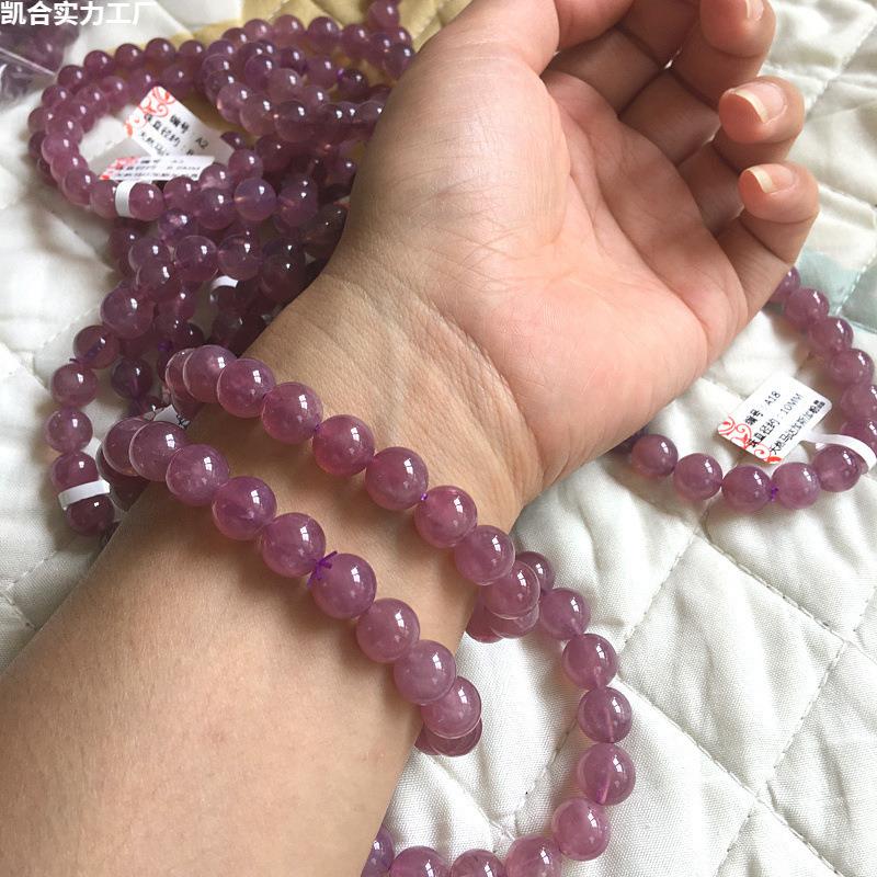 2025天然老矿马达加斯加粉紫色马粉手链粉水晶手串女情侣手链送礼
