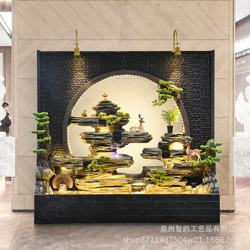 2025水幕墙假山流水摆件循环水玄关办公室别墅庭院喷泉鱼池装饰水