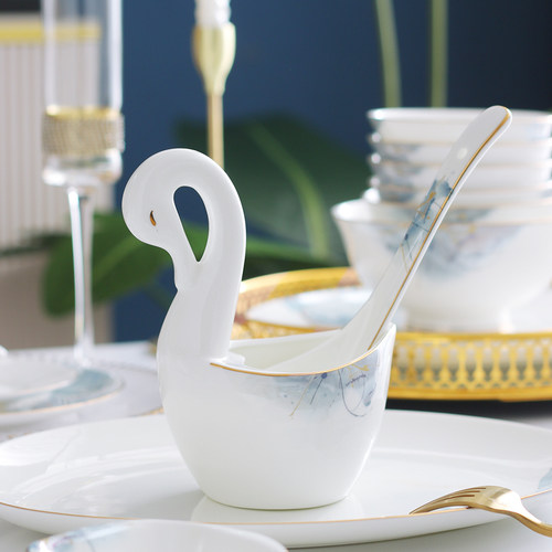 唐山骨瓷天鹅勺子收纳笼精美实用