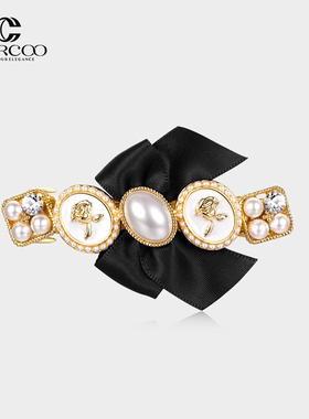 Cercoo/奢蔻高级感布艺蝴蝶结平行夹复古气质发夹女后脑勺头饰品