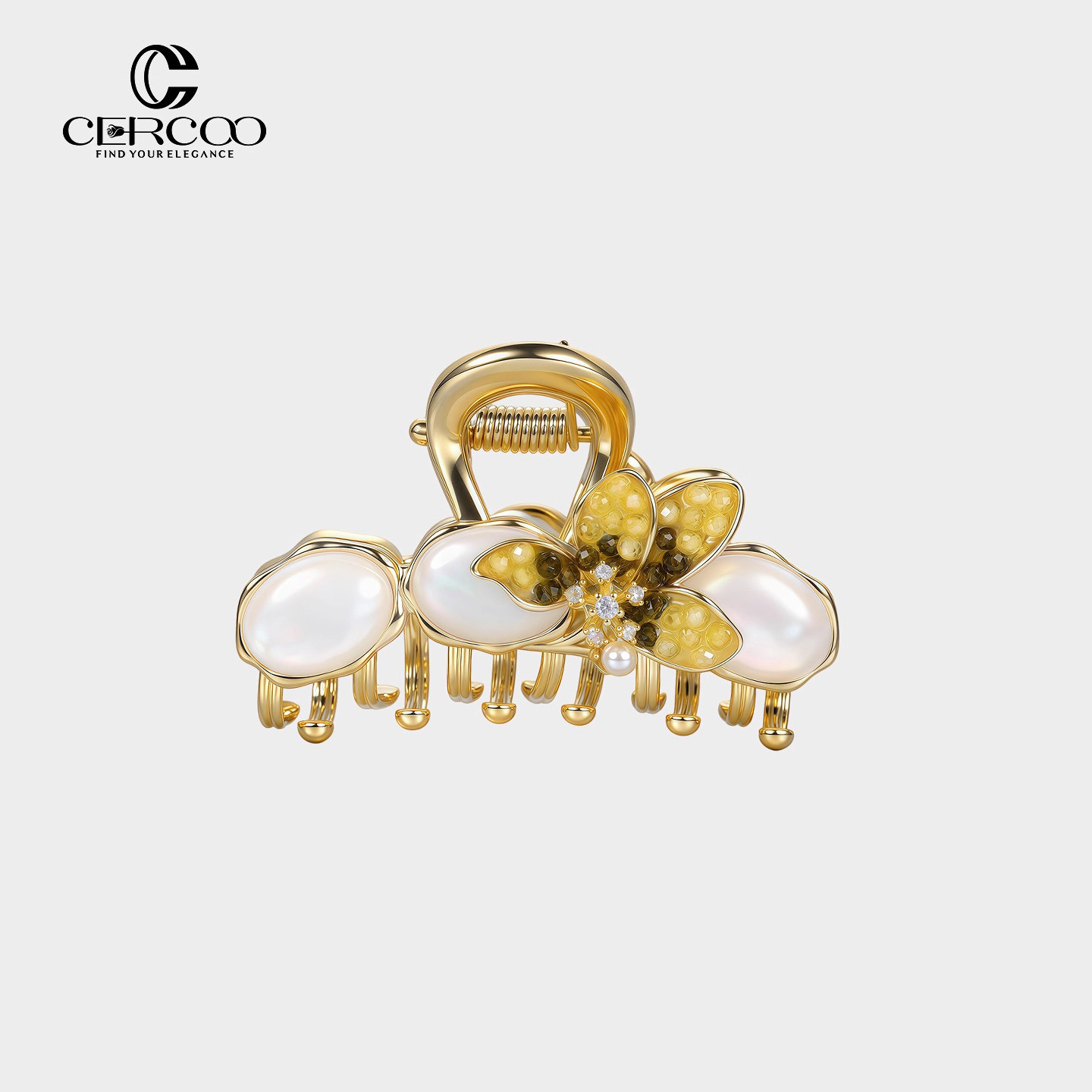 Cercoo/奢蔻秋意浓水晶花朵发抓后脑勺鲨鱼夹子原创法式抓夹中号,饰品/流行首饰/时尚饰品新,发饰,淘宝优惠券,粉丝福利购,淘宝优惠卷