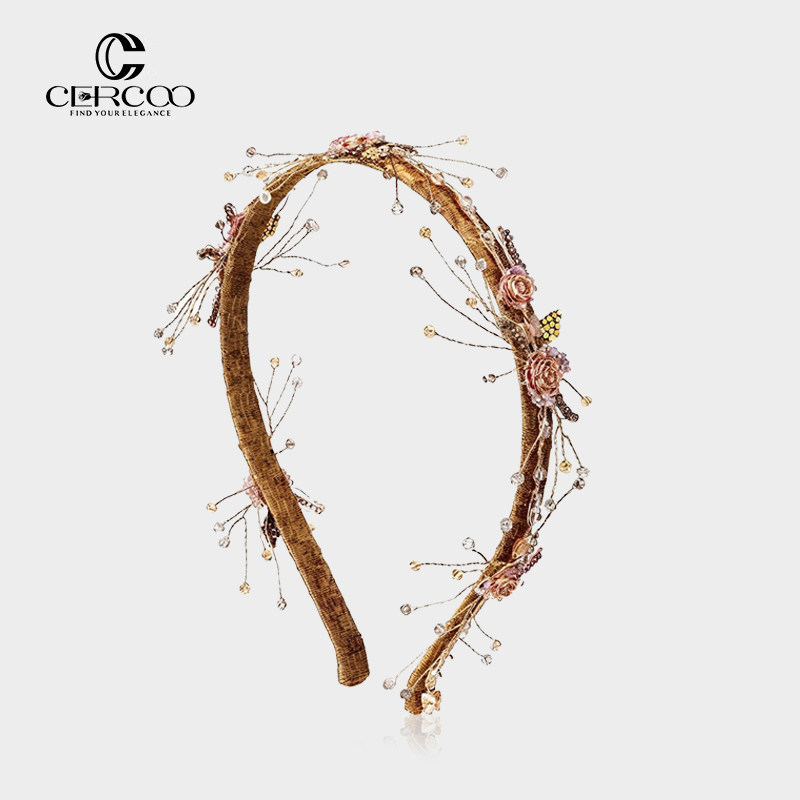 Cercoo/奢蔻玫瑰圣母原创发箍头饰手工编织玫瑰水晶头箍轻奢发饰