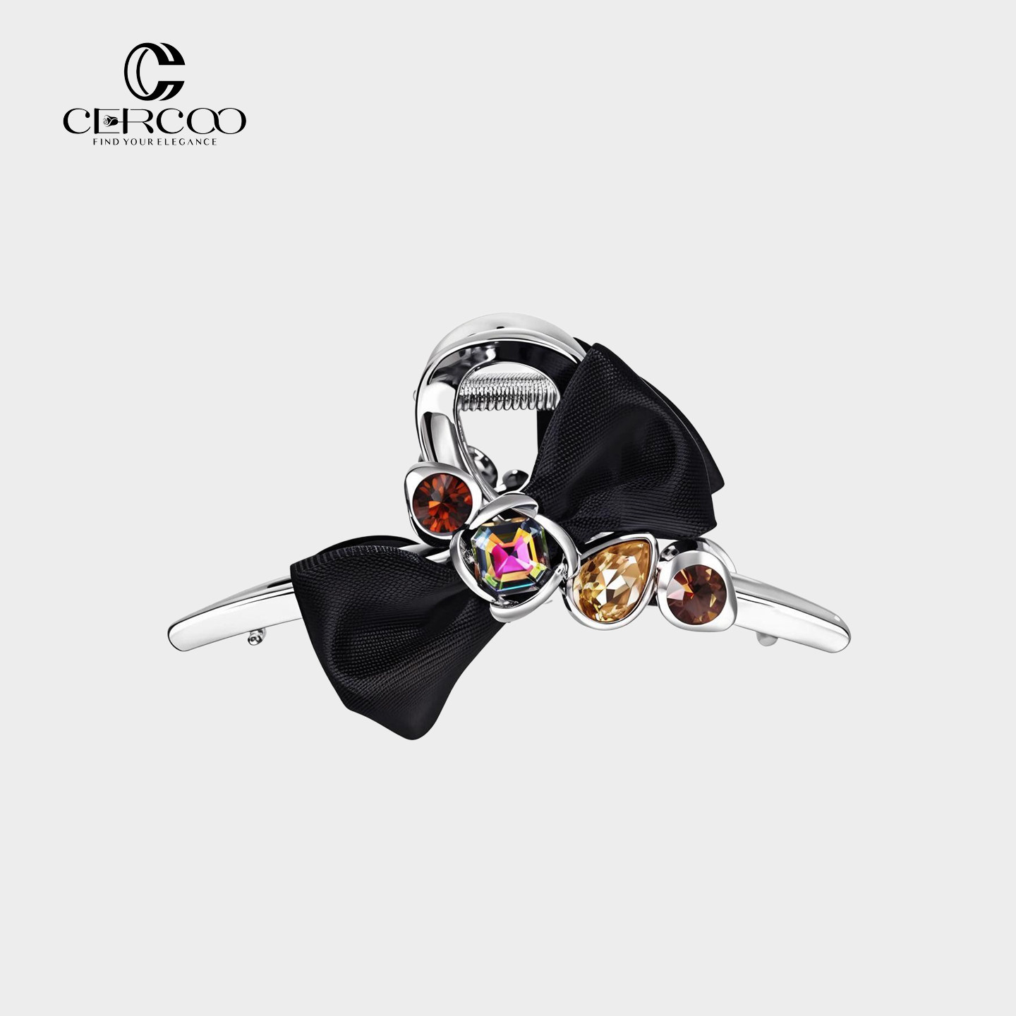 Cercoo/奢蔻濡雨绡纱手工编织蝴蝶结抓夹子高级感女士鲨鱼夹中号
