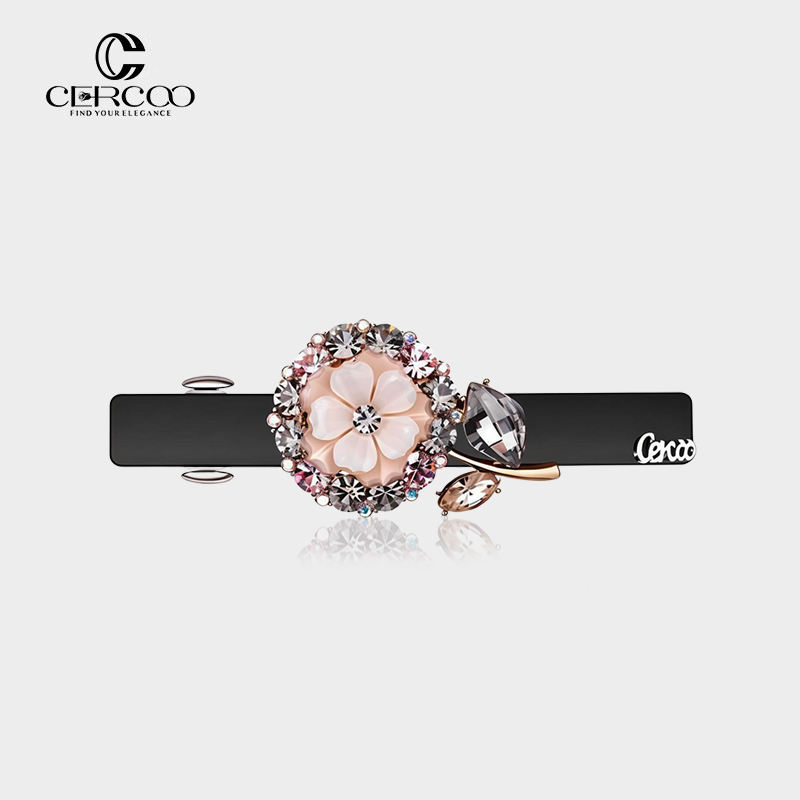 cercoo奢蔻玫瑰大号黑色一字发卡