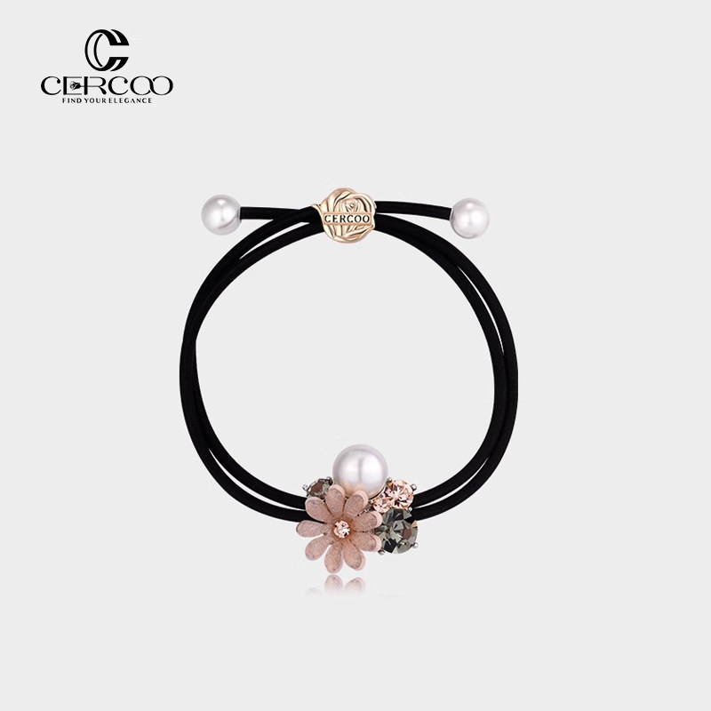 Cercoo/奢蔻清新小雏菊头绳水钻珍珠发绳简约气质头饰发圈橡皮筋