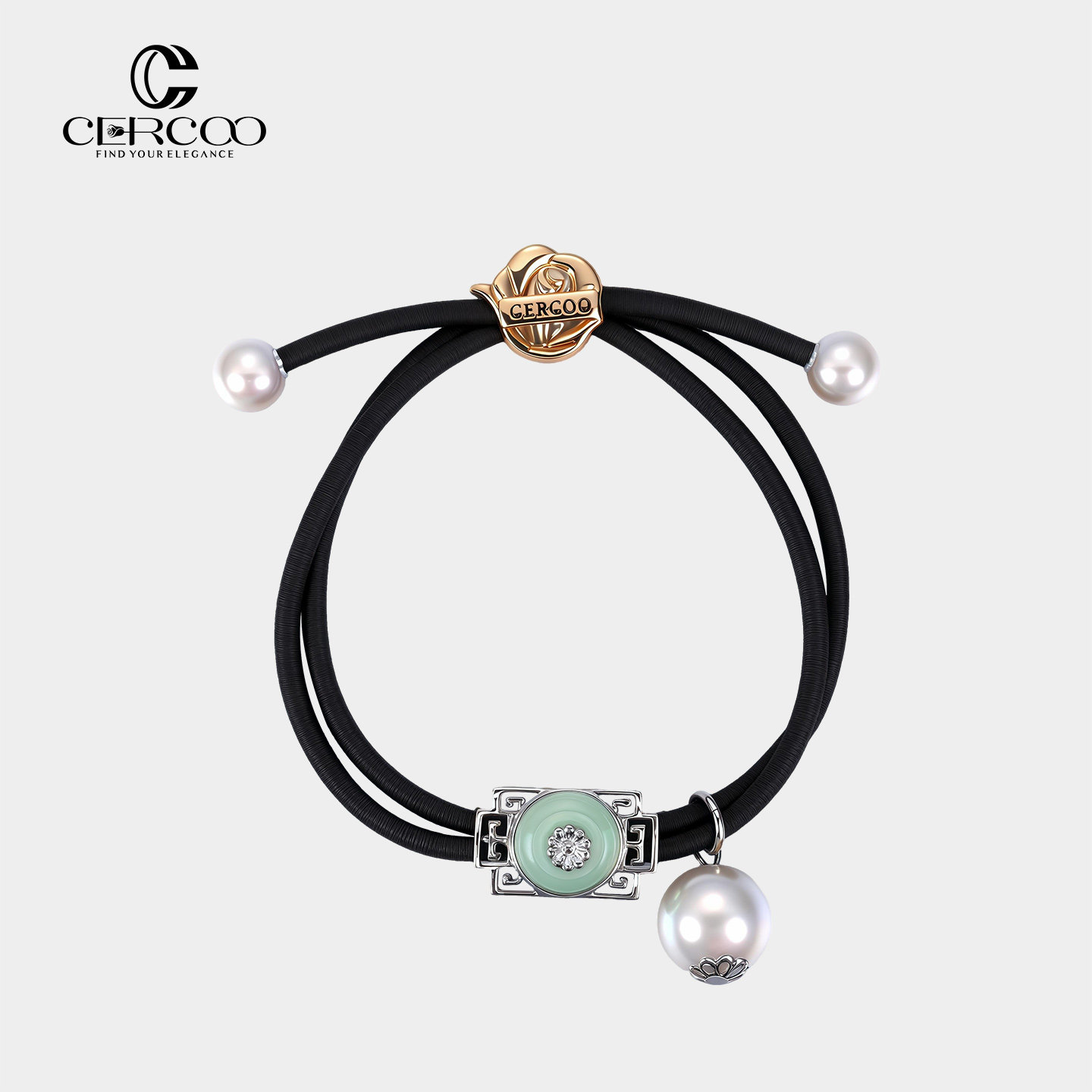 Cercoo/奢蔻翠玲珑国风发圈双股发绳丸子头皮筋新中式发饰女头绳