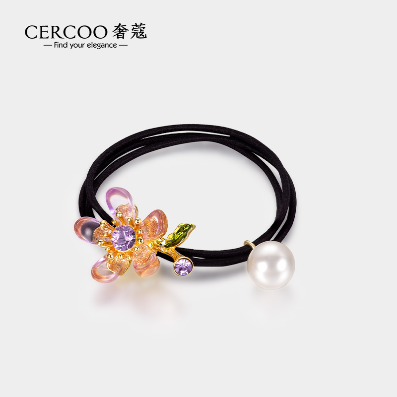 Cercoo/奢蔻冰晶凝华系列工艺水晶花朵扎马尾发绳发圈丸子头皮筋-封面