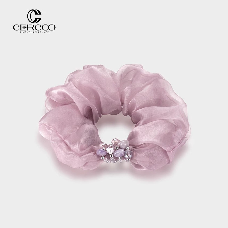 Cercoo/奢蔻樱织发绳欧根纱手工编织水晶马尾发圈盘发大肠圈发饰