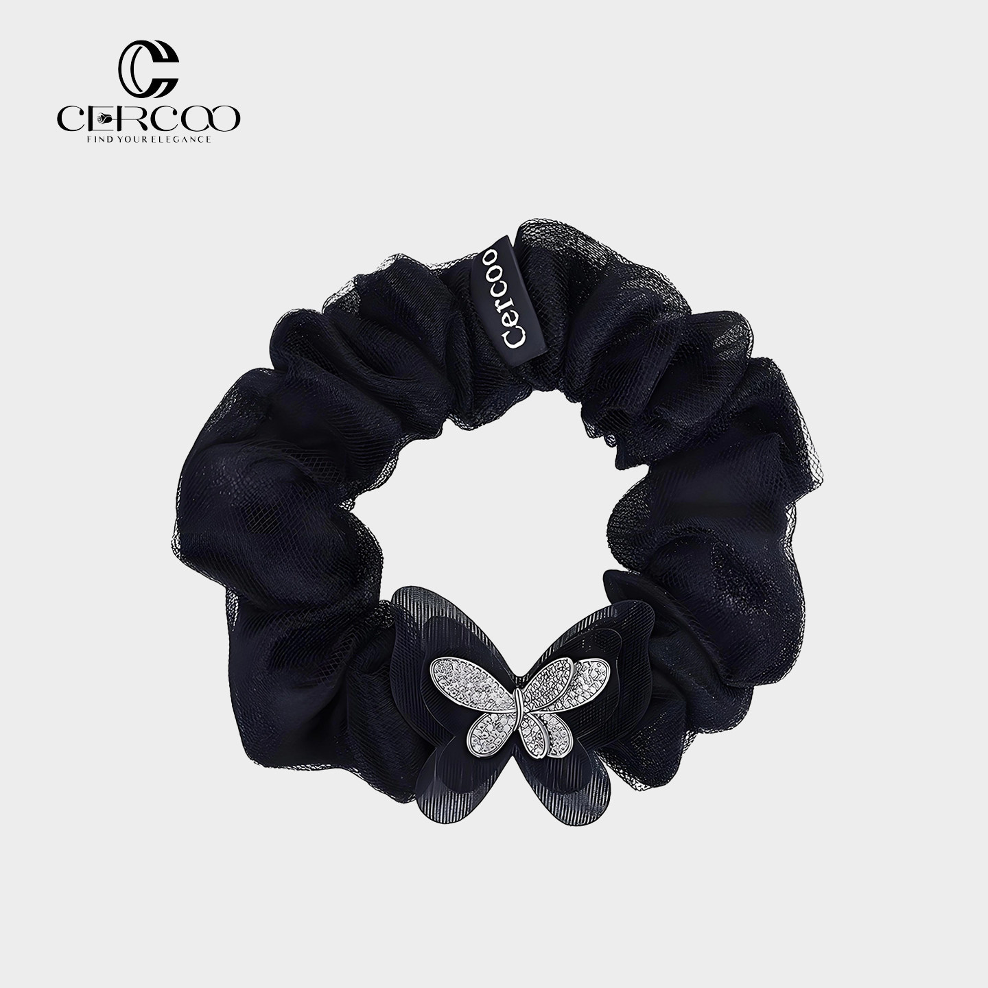 Cercoo/奢蔻冰雾蝴蝶原创发圈森系轻奢皮筋女扎头发饰欧根纱发绳
