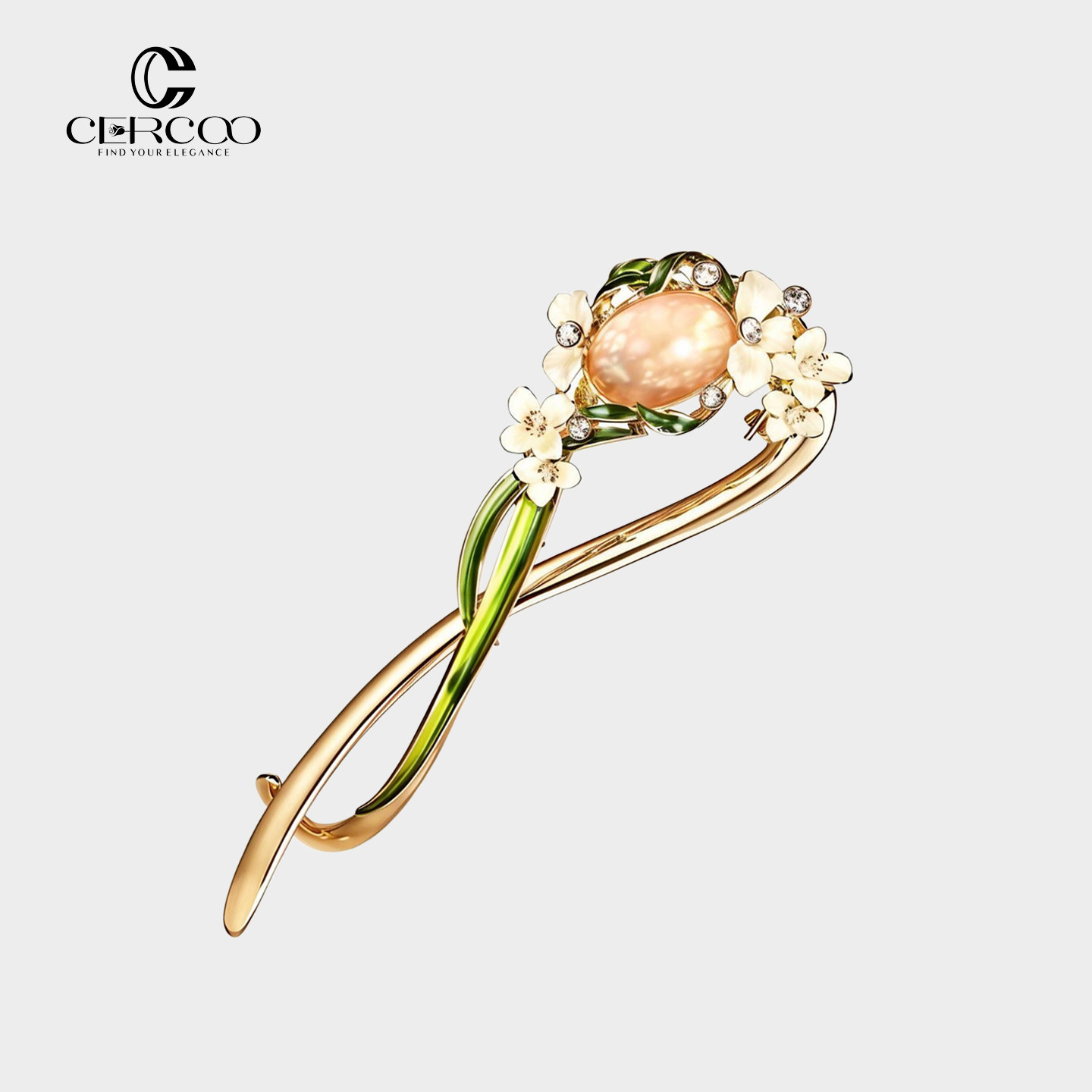 Cercoo/奢蔻阿尔丰斯·穆夏八字盘发夹后脑勺半发卡轻奢手工发饰