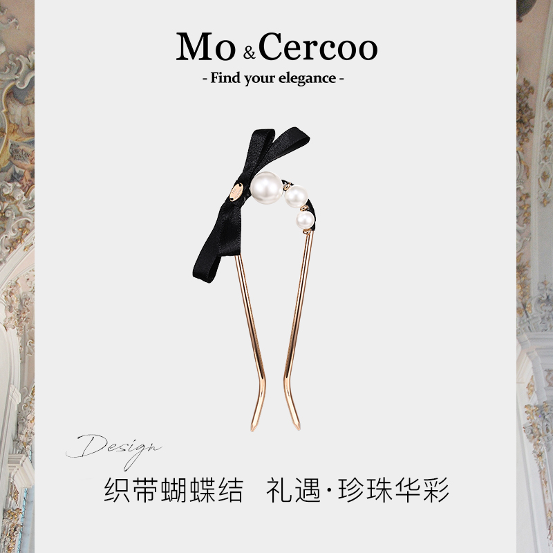 Mo＆Cercoo蝴蝶结丸子头古风发簪现代簪子高级感发簪盘发u形簪女