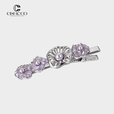 Cercoo/奢蔻紫鸢系列水晶鸭嘴夹高级感边夹发卡捏夹百搭夹子发饰