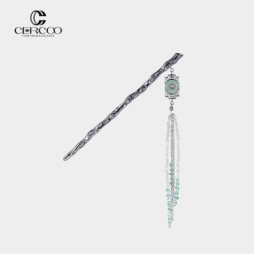 Cercoo/奢蔻翠玲珑国风步摇发簪子新中式水晶流苏头饰丸子头发钗