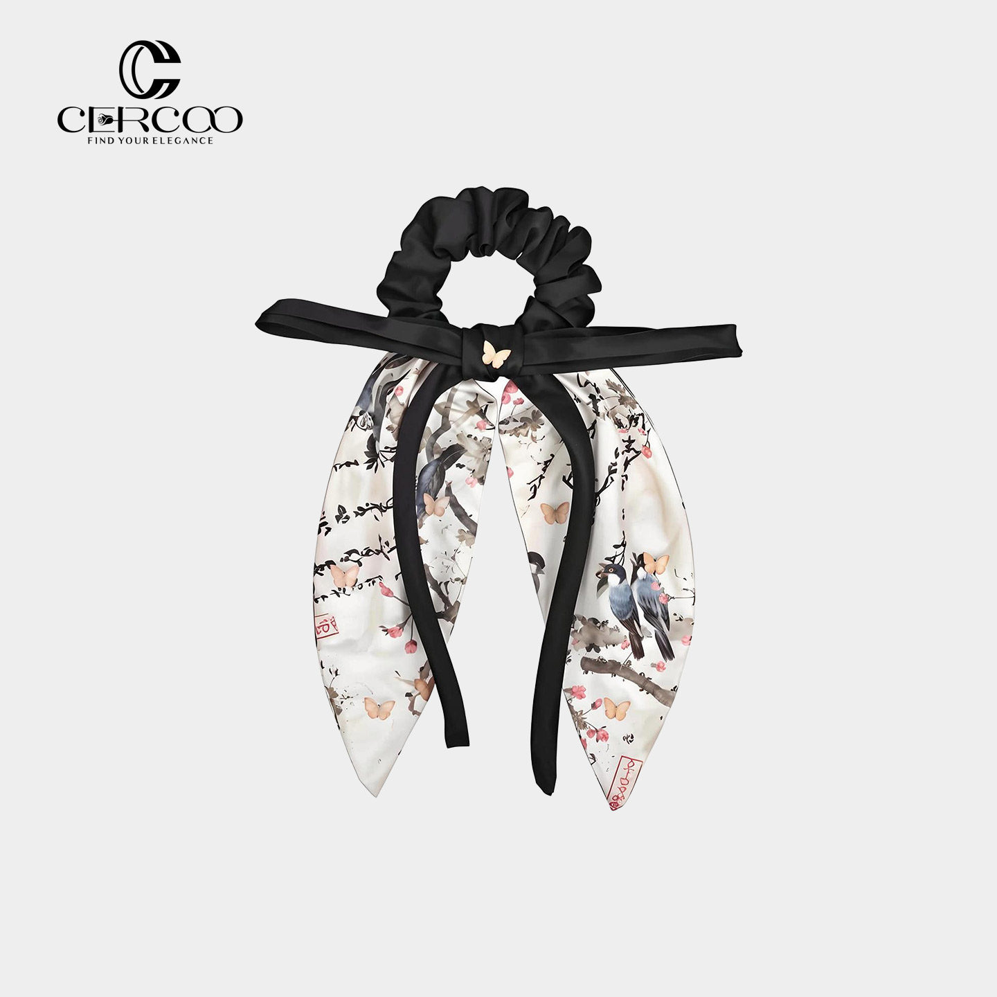 Cercoo/奢蔻喜鹊登梅新中式优雅蝴蝶结发圈盘发马尾发绳头花发饰
