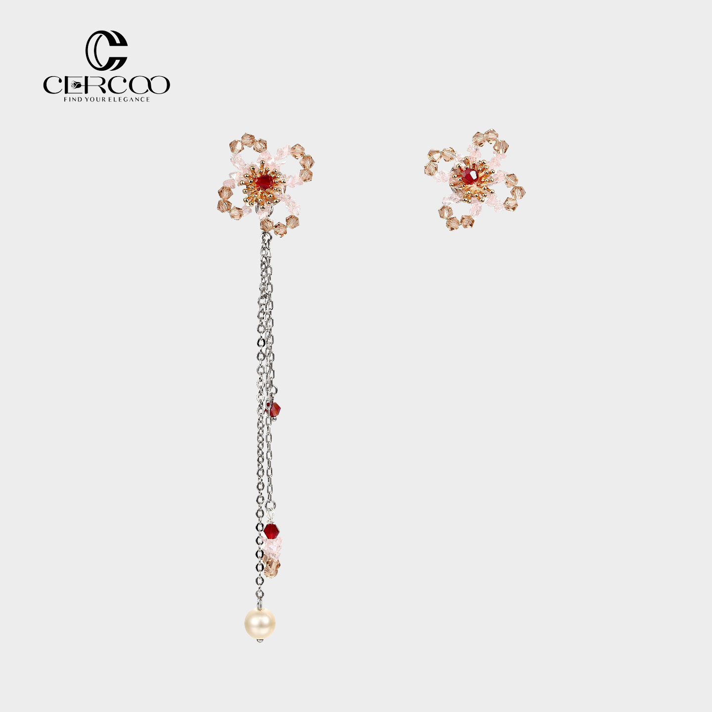 Cercoo/奢蔻菱草绯梦系列ab款花朵耳钉流苏耳环轻奢高级感耳饰女