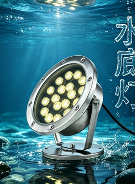 水底灯LED防水DMX512RGB七彩12V24V水下射灯鱼池水池假山暖光灯